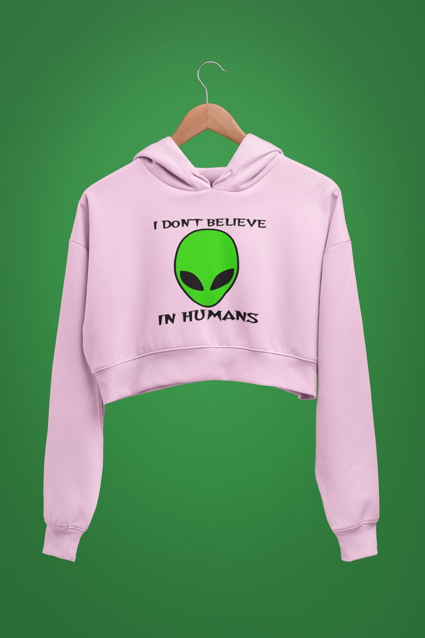 thelegalgang,I Dont Believe in Humans Graphic Crop Hoodies,.